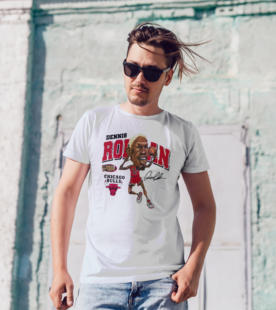 Dennis Rodman NBA Finals 1998 Chicago Bulls Caricature T-Shirt