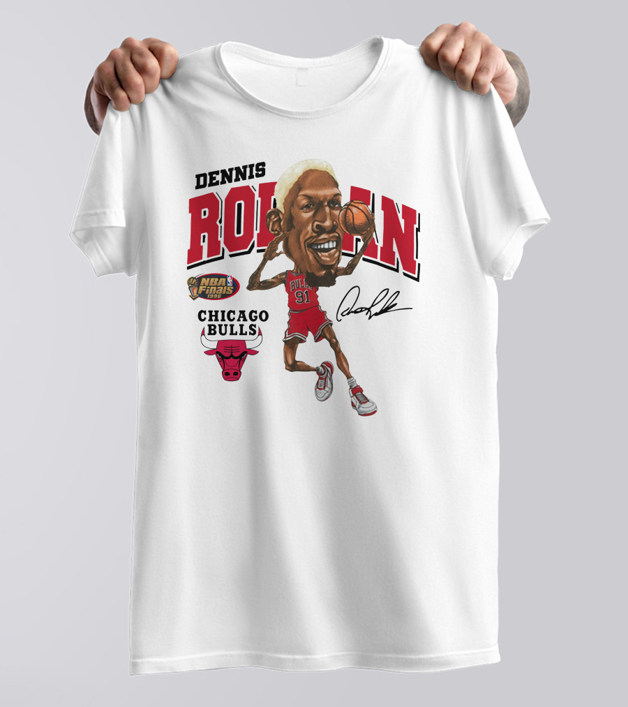 Dennis Rodman NBA Finals 1998 Chicago Bulls Caricature T-Shirt