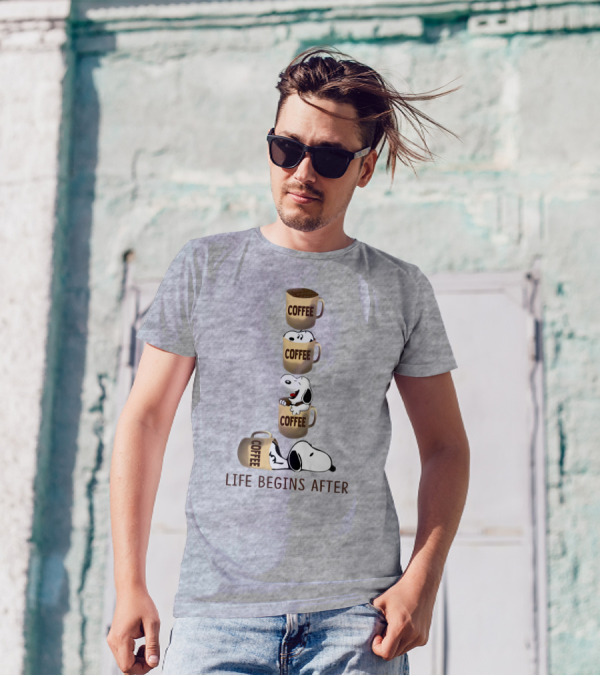 Life Begins After Coffee Snoopy Peanuts Mugs T-Shirt