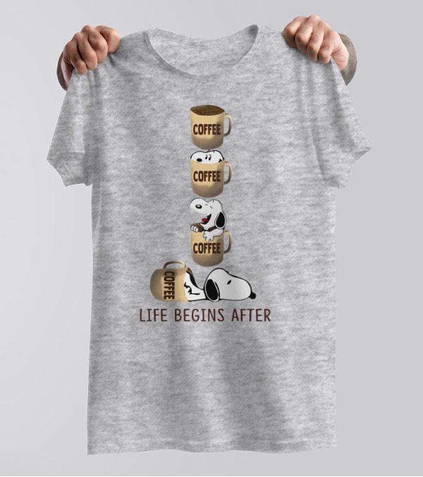 Life Begins After Coffee Snoopy Peanuts Mugs T-Shirt