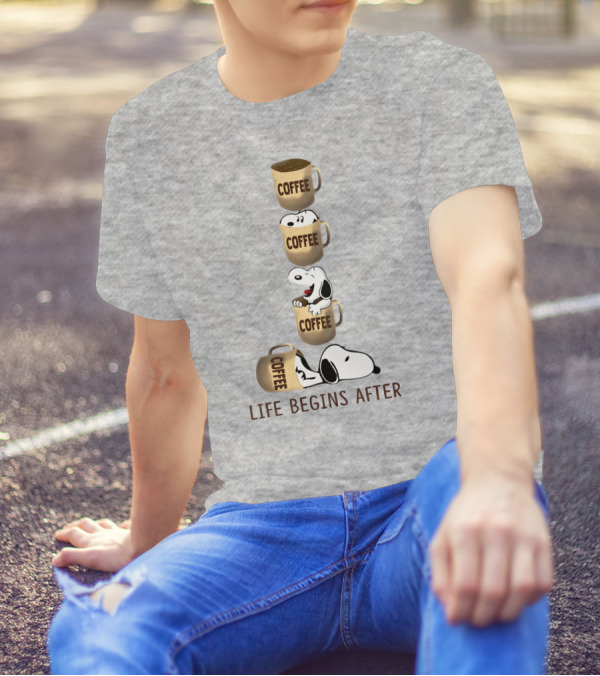 Life Begins After Coffee Snoopy Peanuts Mugs T-Shirt