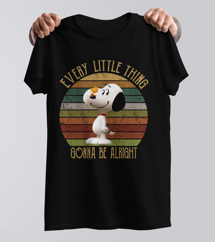 Every Little Thing Gonna Be Alright Snoopy Woodstock Vintage Circle T-Shirt
