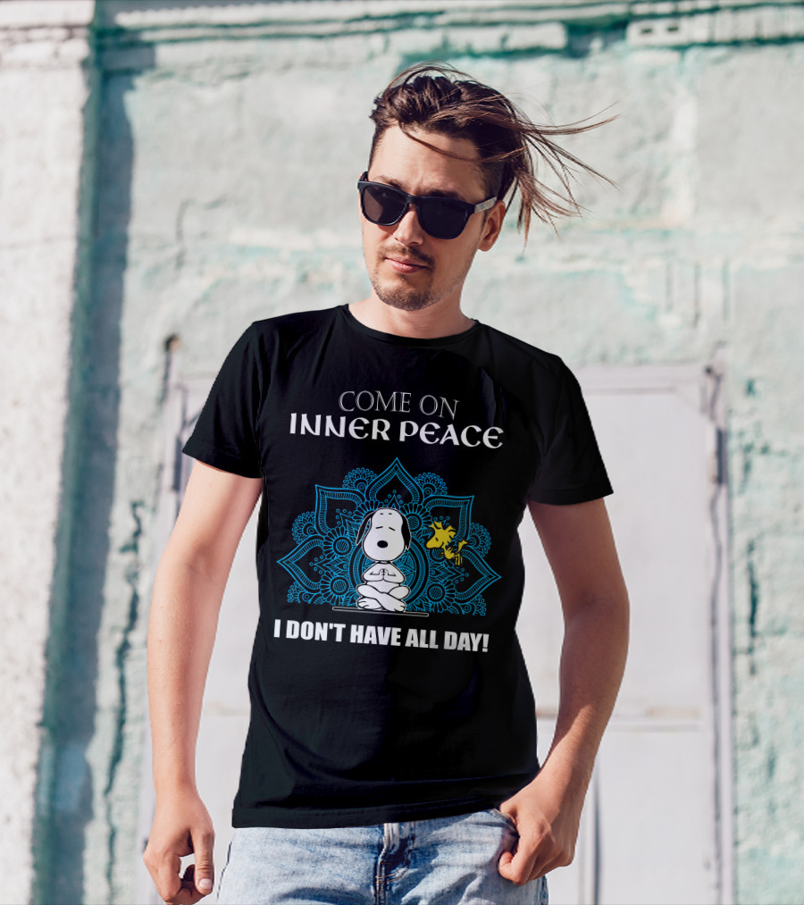 Come On Inner Peace I Don't Have All Day Snoopy And Woodstock Lotus Mandala T-Shirt