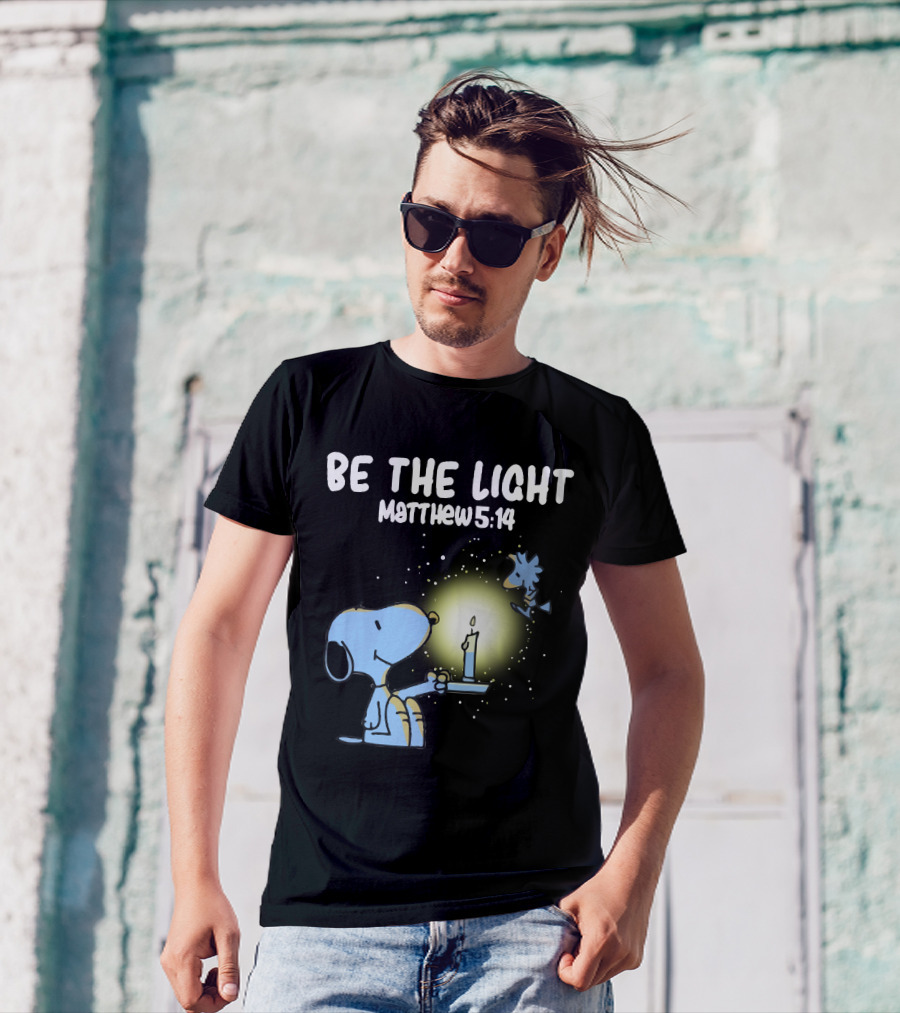 Be The Light Matthew 5:14 Snoopy Holding Candle Woodstock T-Shirt