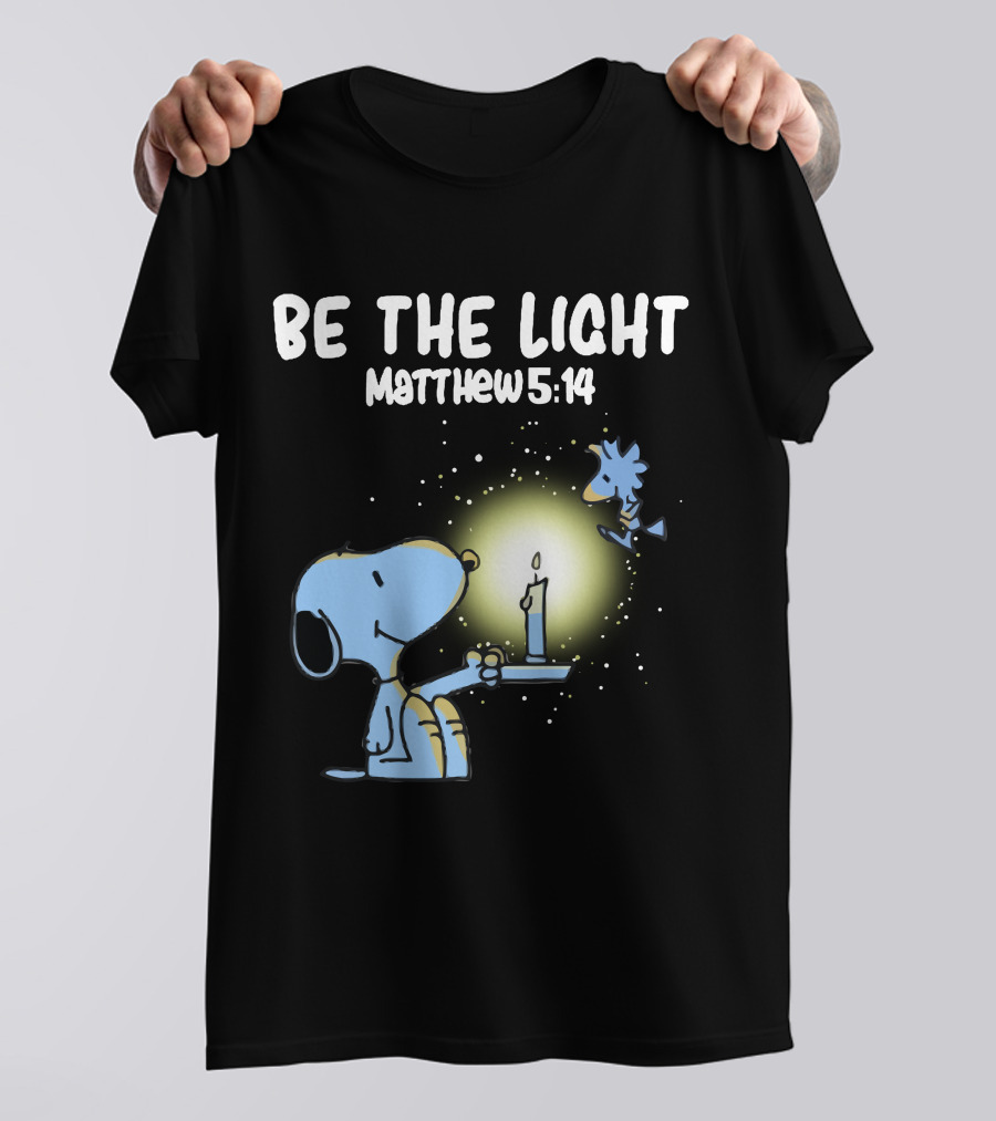 Be The Light Matthew 5:14 Snoopy Holding Candle Woodstock T-Shirt