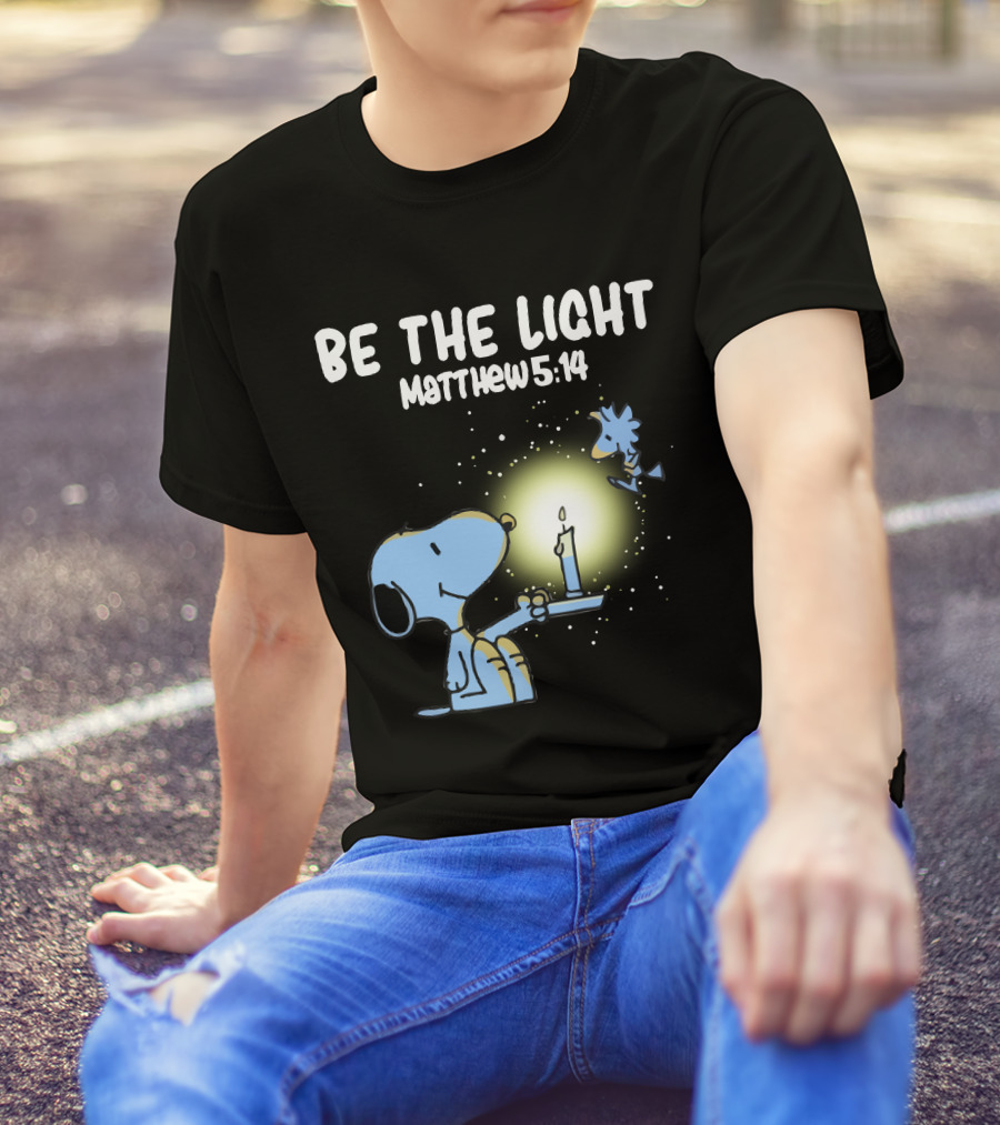 Be The Light Matthew 5:14 Snoopy Holding Candle Woodstock T-Shirt