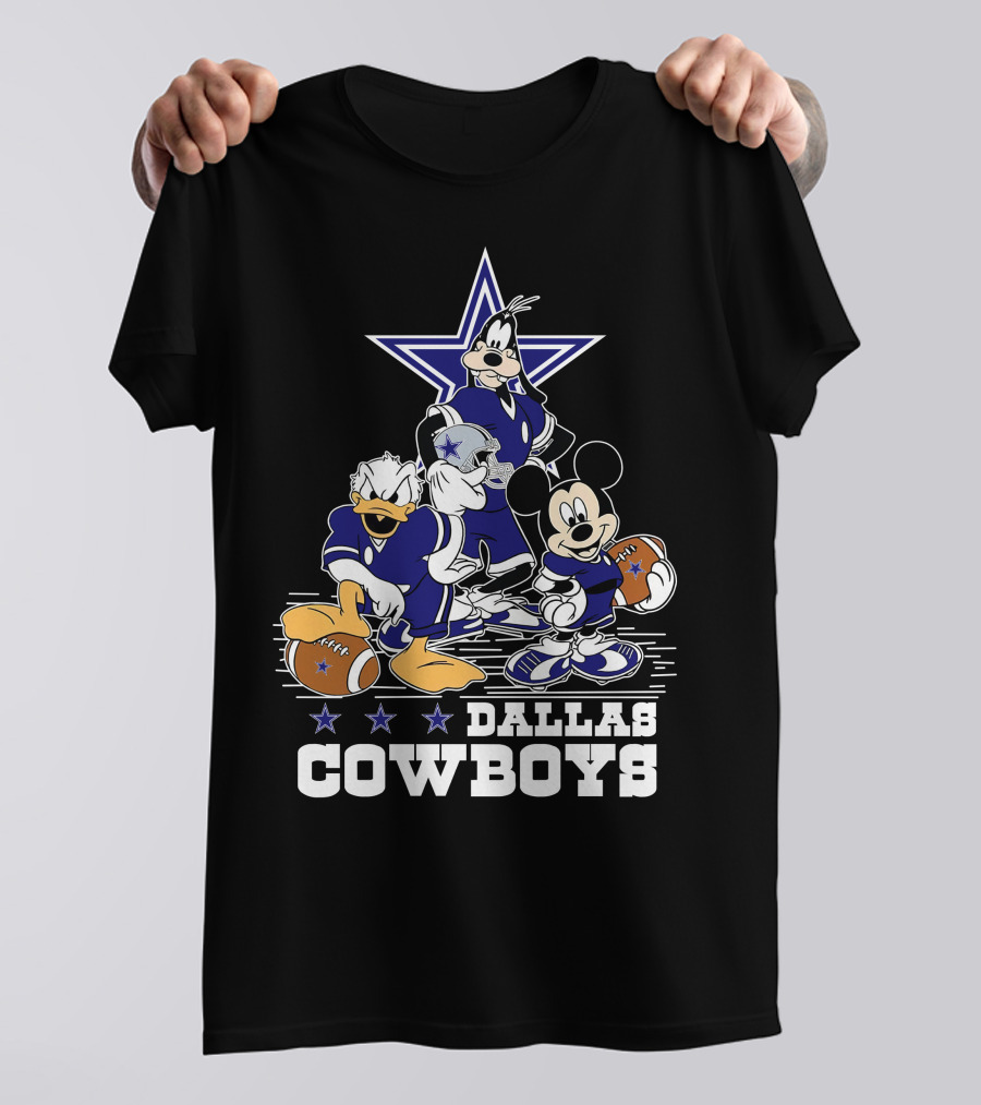 Mickey Mouse Donald Goofy Dallas Cowboys Football Stars T-Shirt