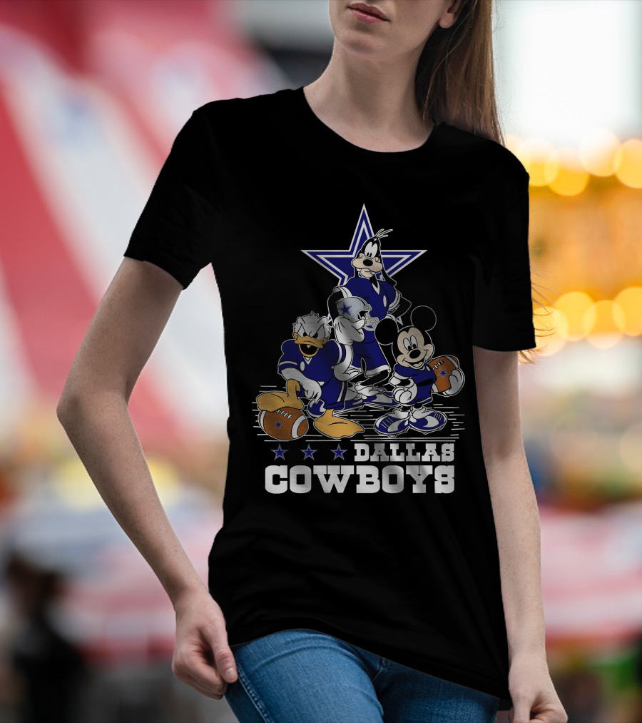 Mickey Mouse Donald Goofy Dallas Cowboys Football Stars T-Shirt
