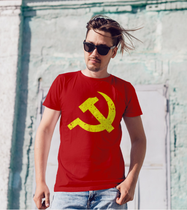 Aaron Spacethug Hammer And Sickle Communist Party Flag T-Shirt