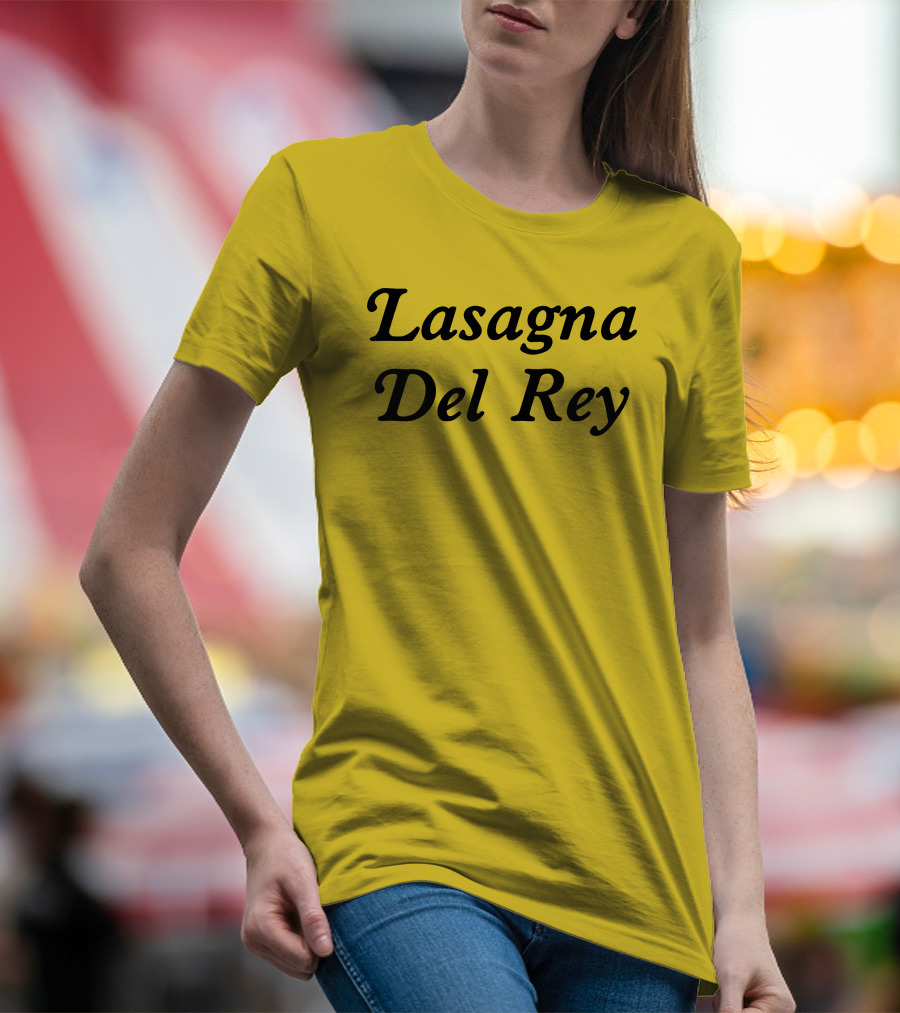 Lasagna Del Rey Whotfisjovana Bold Black Text T-Shirt
