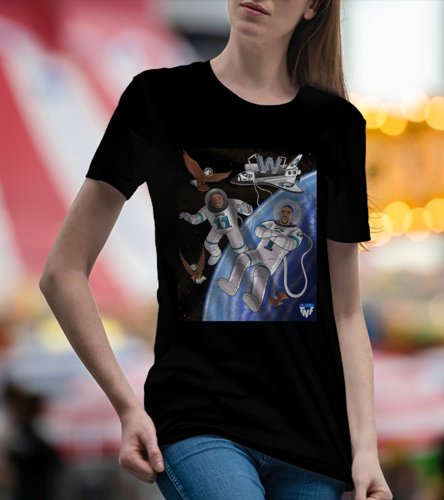 W 8-0 Astronauts With Eagles Flying High Baby TNF T-Shirt