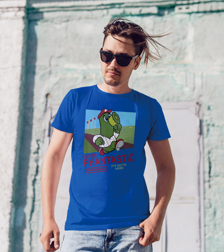 Southfellini Merch Super Phantastic Philadelphia It's Outta Here Baseball Character T-Shirt