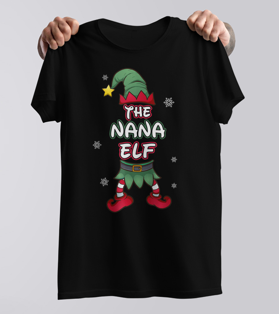 The Nana Elf Christmas Pajamas Pjs Matching Family Group Holiday T-Shirt
