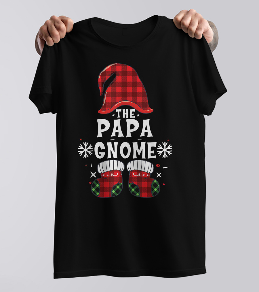 Papa Gnome Buffalo Plaid Christmas Family Matching T-Shirt