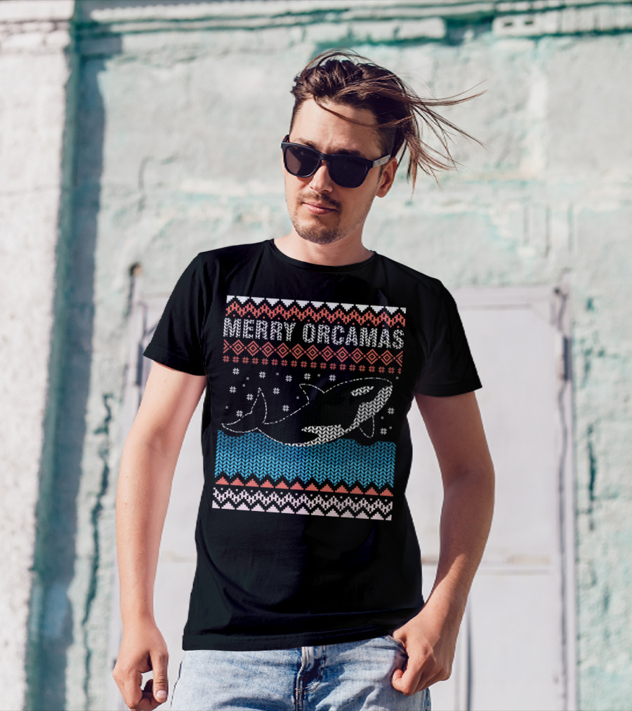 Merry Orcamas Ugly Christmas Orca Killer Whale T-Shirt