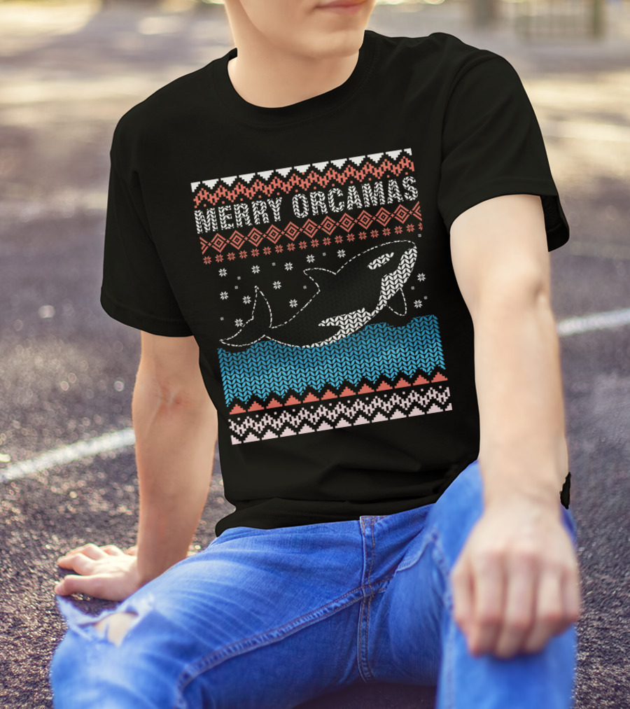 Merry Orcamas Ugly Christmas Orca Killer Whale T-Shirt