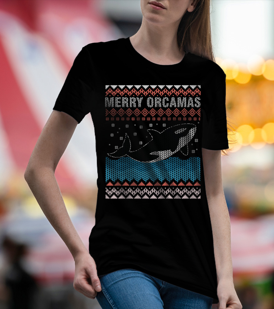 Merry Orcamas Ugly Christmas Orca Killer Whale T-Shirt