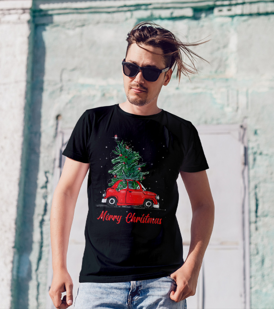 Merry Christmas Red Truck With Christmas Tree Pajama Gifts T-Shirt