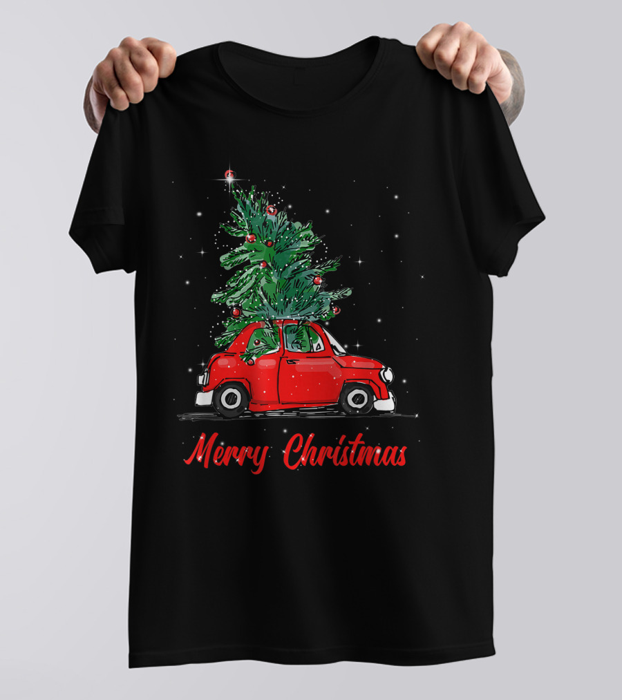 Merry Christmas Red Truck With Christmas Tree Pajama Gifts T-Shirt