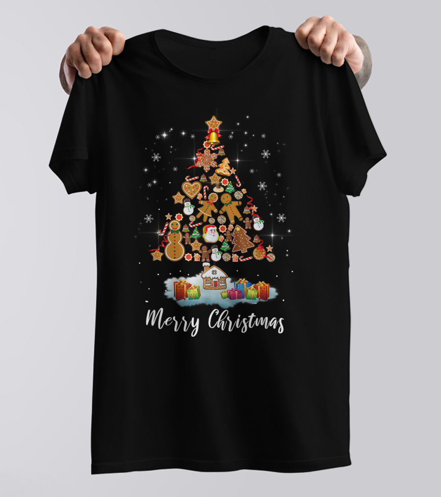Merry Christmas Gingerbread Men Xmas Tree Cookie Snowman Pajama Gift T-Shirt