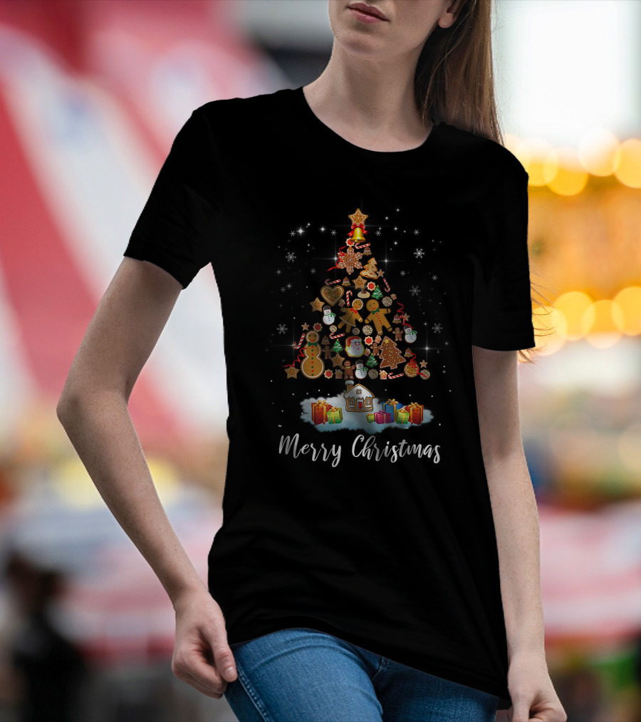 Merry Christmas Gingerbread Men Xmas Tree Cookie Snowman Pajama Gift T-Shirt