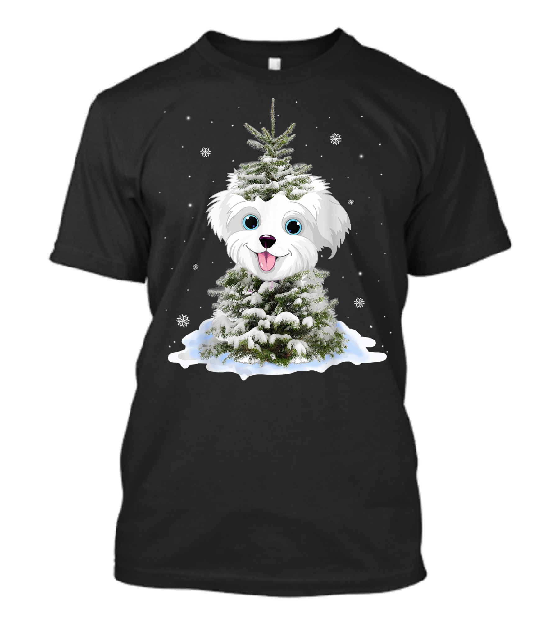 Maltipoo Christmas Tree Funny Snow Holiday Gifts T-Shirt