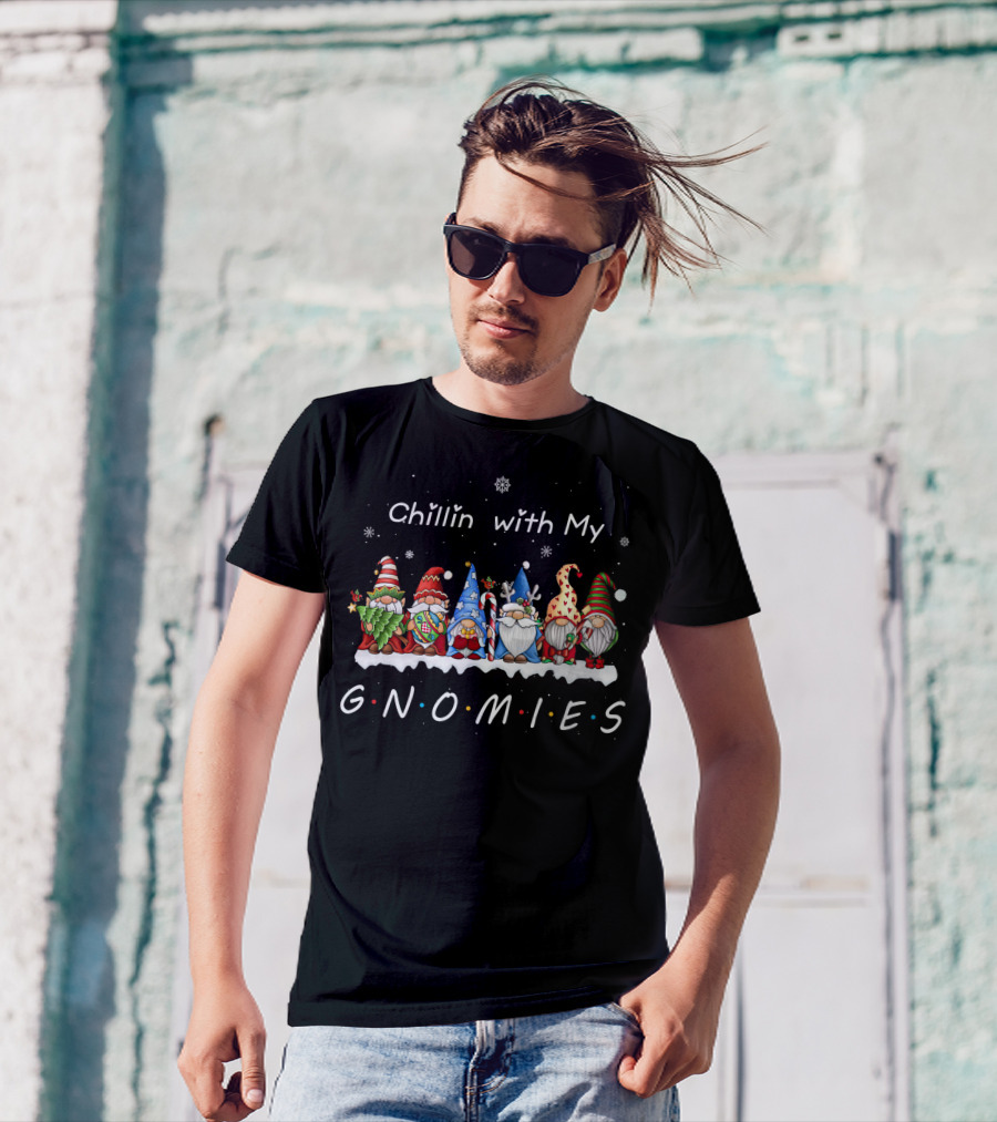 Chillin With My Gnomies Gnome Pajamas Family Christmas Snowflakes T-Shirt