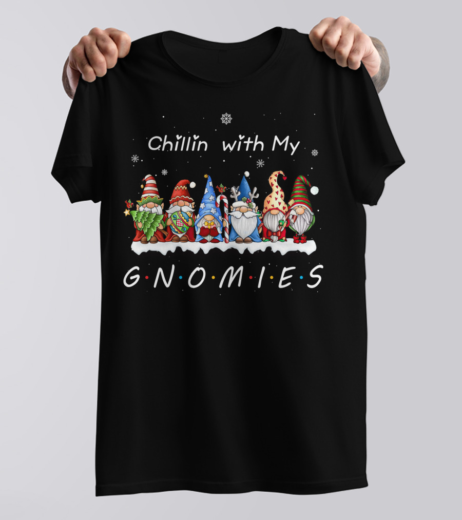 Chillin With My Gnomies Gnome Pajamas Family Christmas Snowflakes T-Shirt