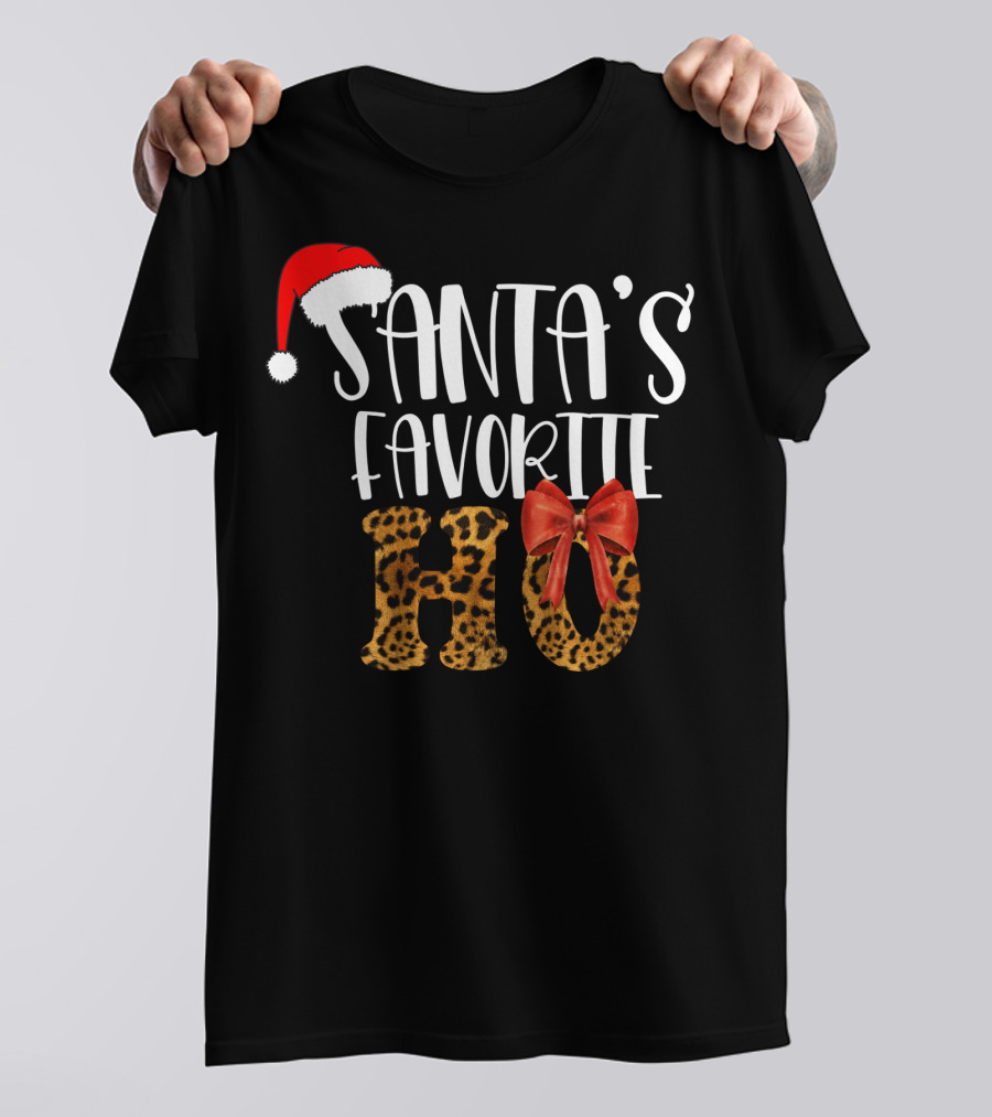 Santa's Favorite Ho Cheetah Print Christmas Holiday T-Shirt