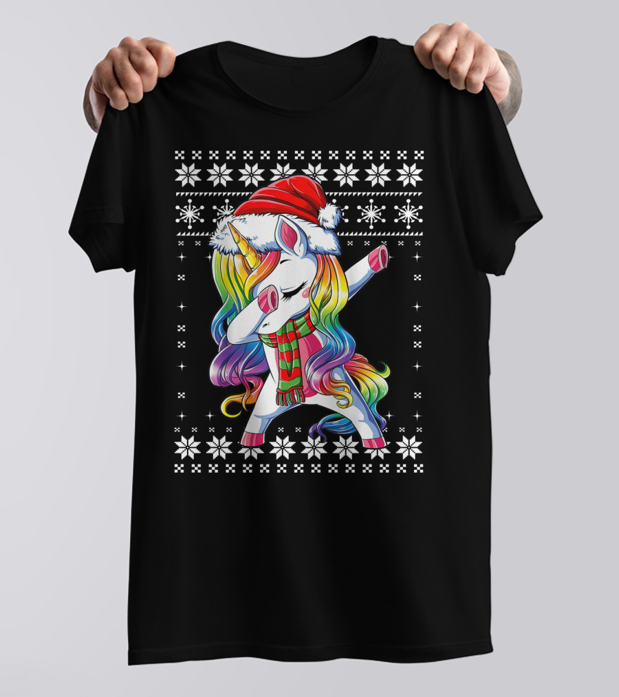 Unicorn Dabbing Santa Christmas T-Shirt