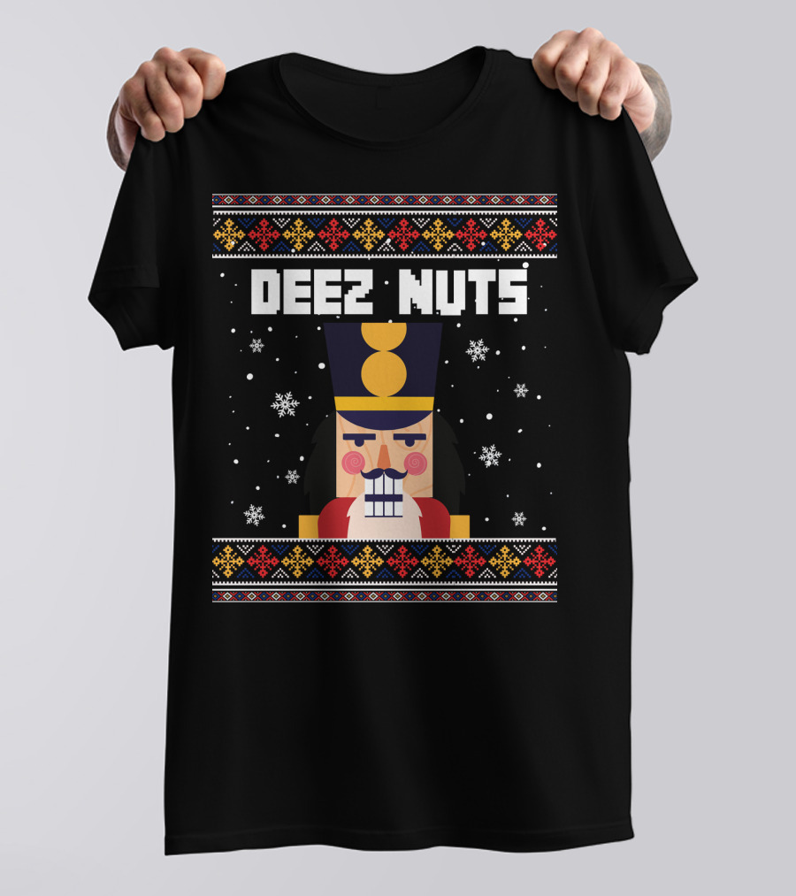 Deez Nuts Nutcracker Christmas Sweater Snowflakes T-Shirt