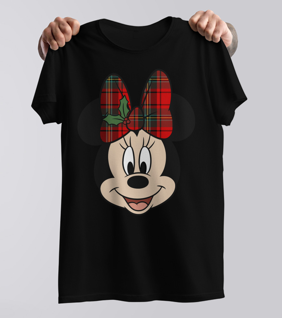 Minnie Mouse Red Plaid Bow With Holly Disney T-Shirt