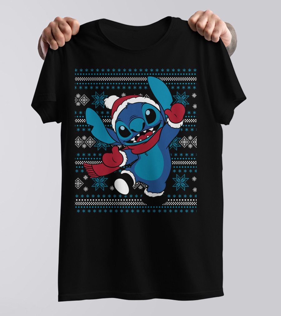 Disney Stitch Festive Christmas Holiday Cheer T-Shirt