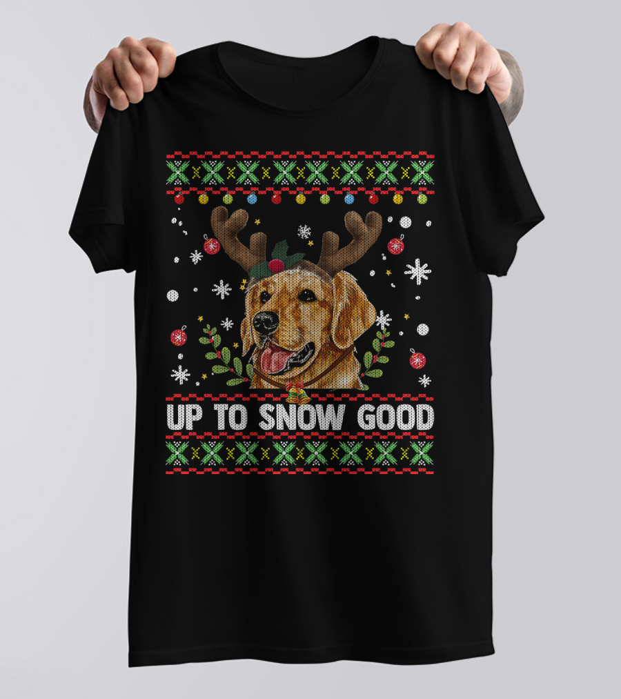 Golden Retriever Dog Reindeer Up To Snow Good T-Shirt