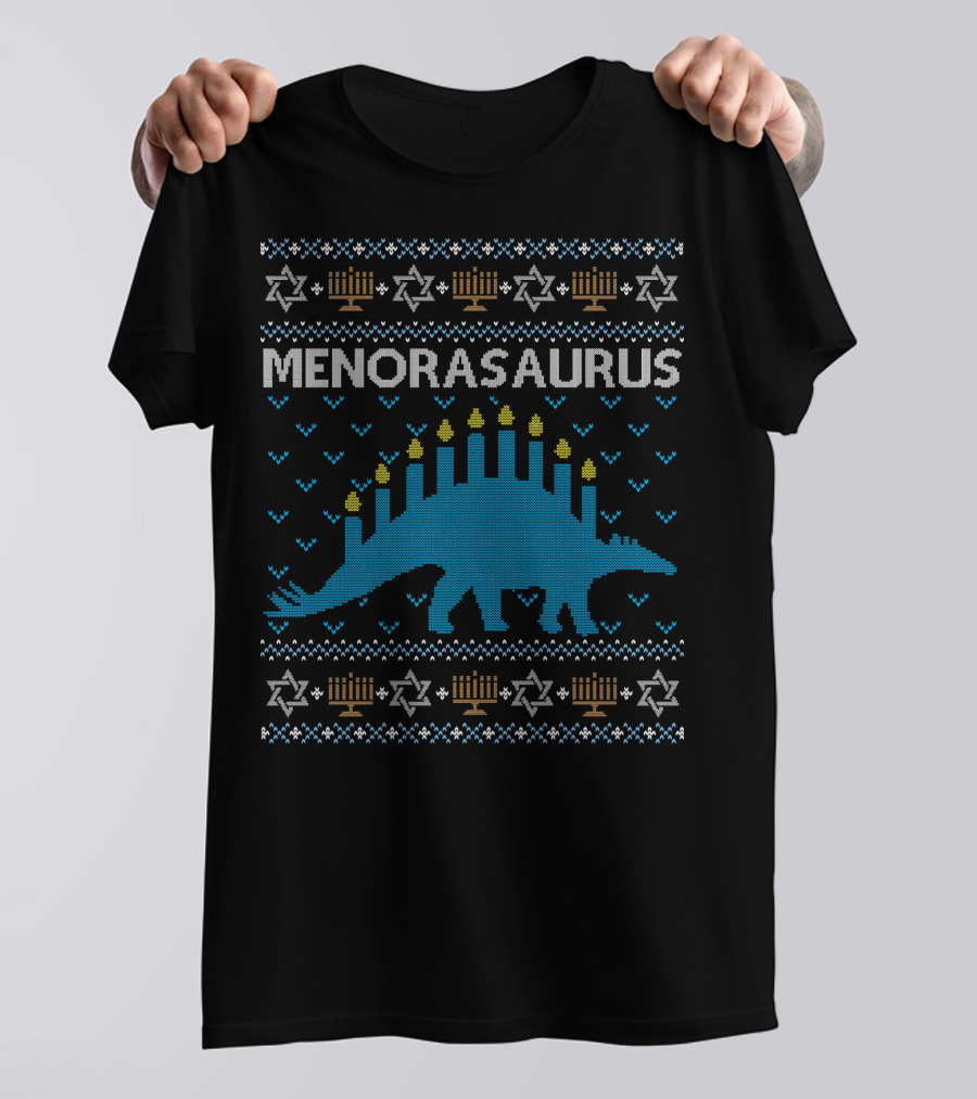 Menorasaurus Hanukkah Dinosaur Menorah Candles T-Shirt
