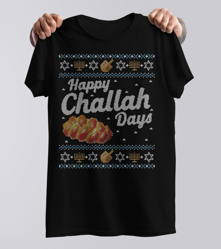 Hanukkah Happy Challah Days Menorah Star Of David Dreidel T-Shirt