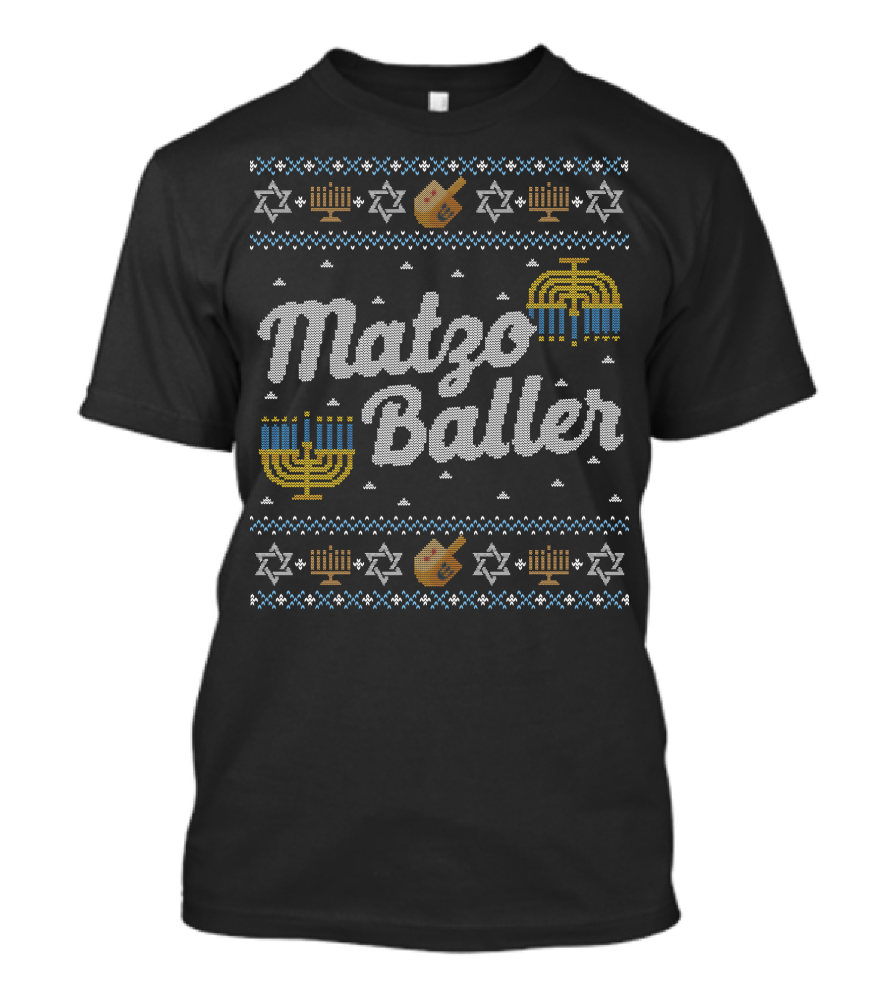 Matzo Baller Hanukkah Menorah Dreidel Stars T-Shirt