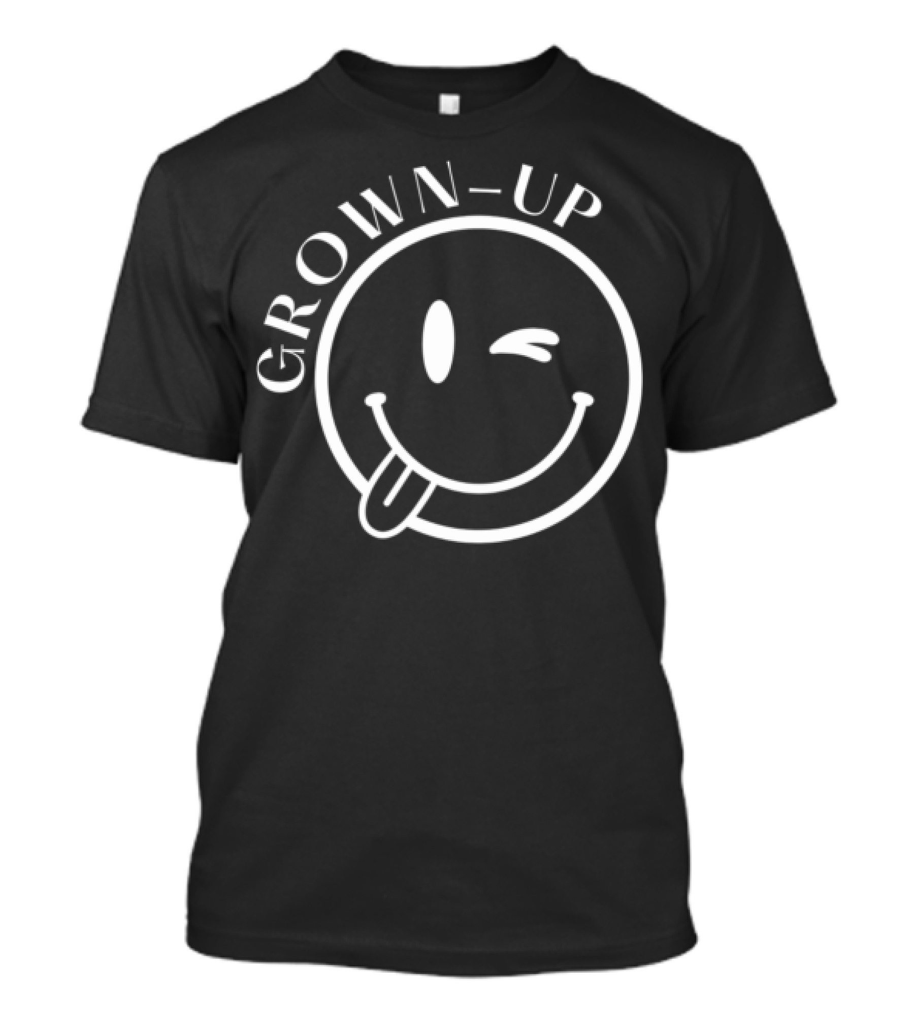 Grown-Up Winking Smiley Face Playful Expression T-Shirt