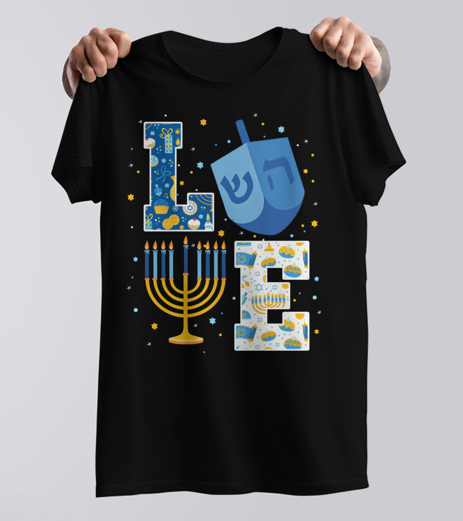 LOVE Hanukkah Dreidel Menorah Chanukah T-Shirt