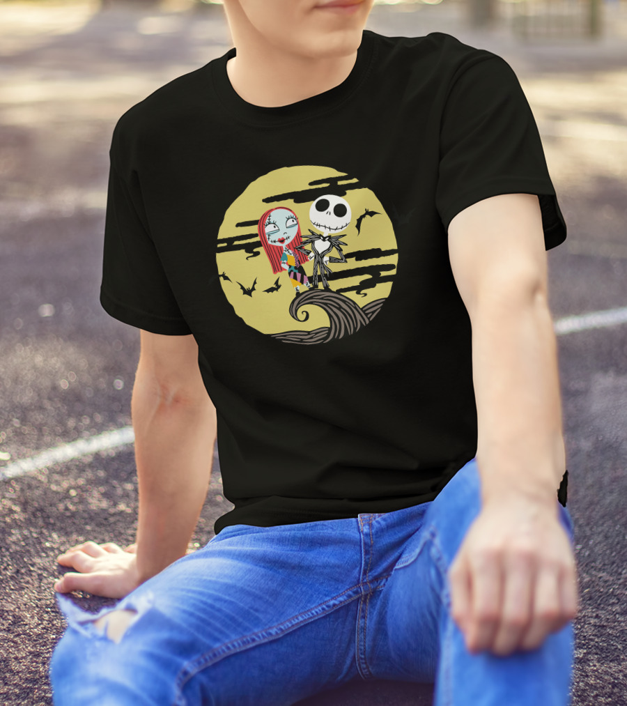 Disney Jack And Sally Moment Halloween Moon Scene T-Shirt