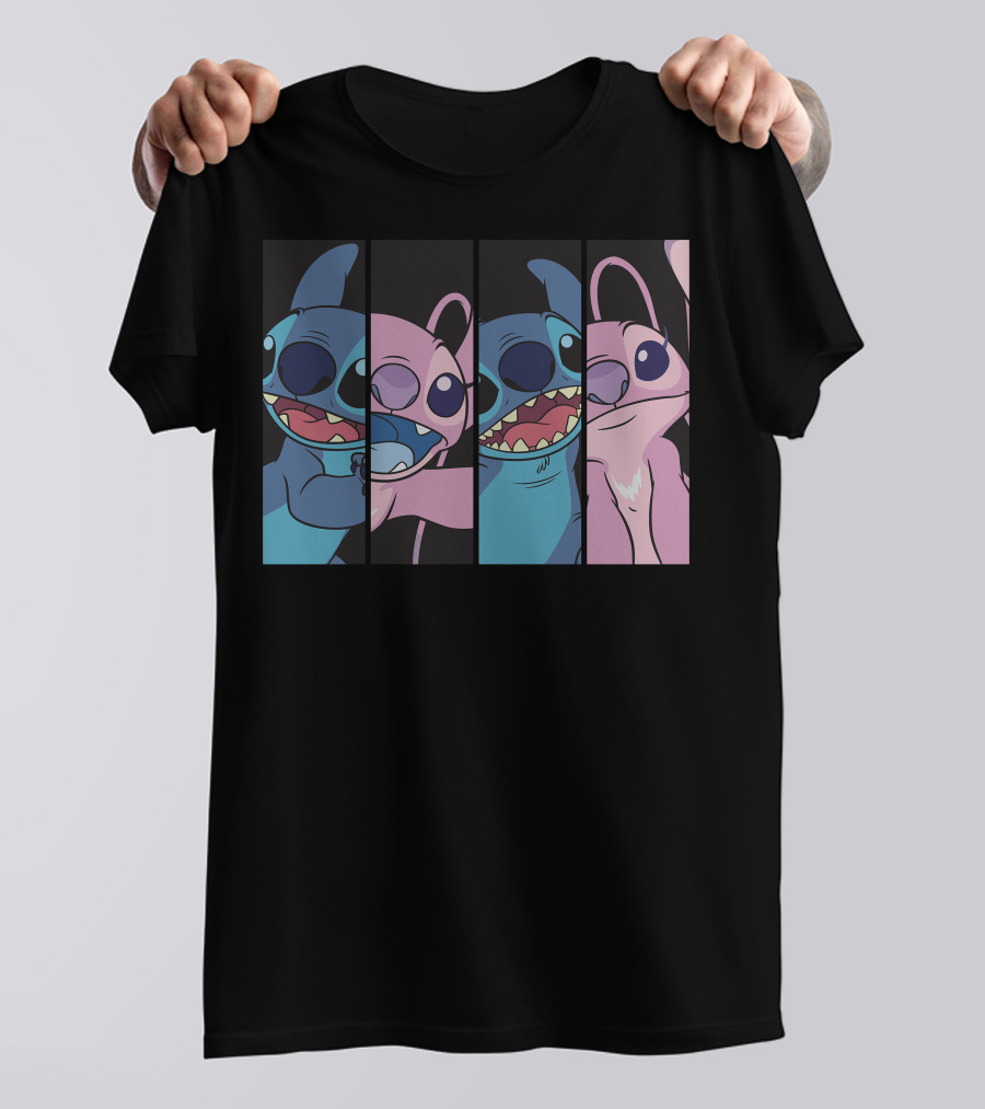 Disney Lilo And Stitch Boxed Faces Patchwork Characters T-Shirt