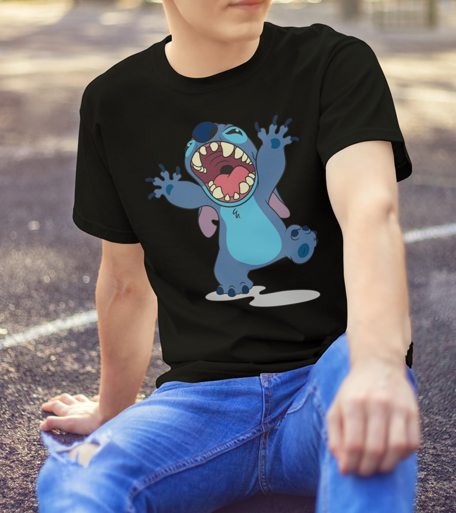 Disney Lilo And Stitch Energetic Roar Character Image T-Shirt