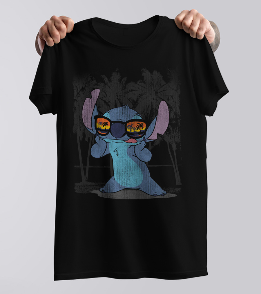 Stitch With Sunglasses Palm Trees Lilo And Stitch Hawaii Disney T-Shirt