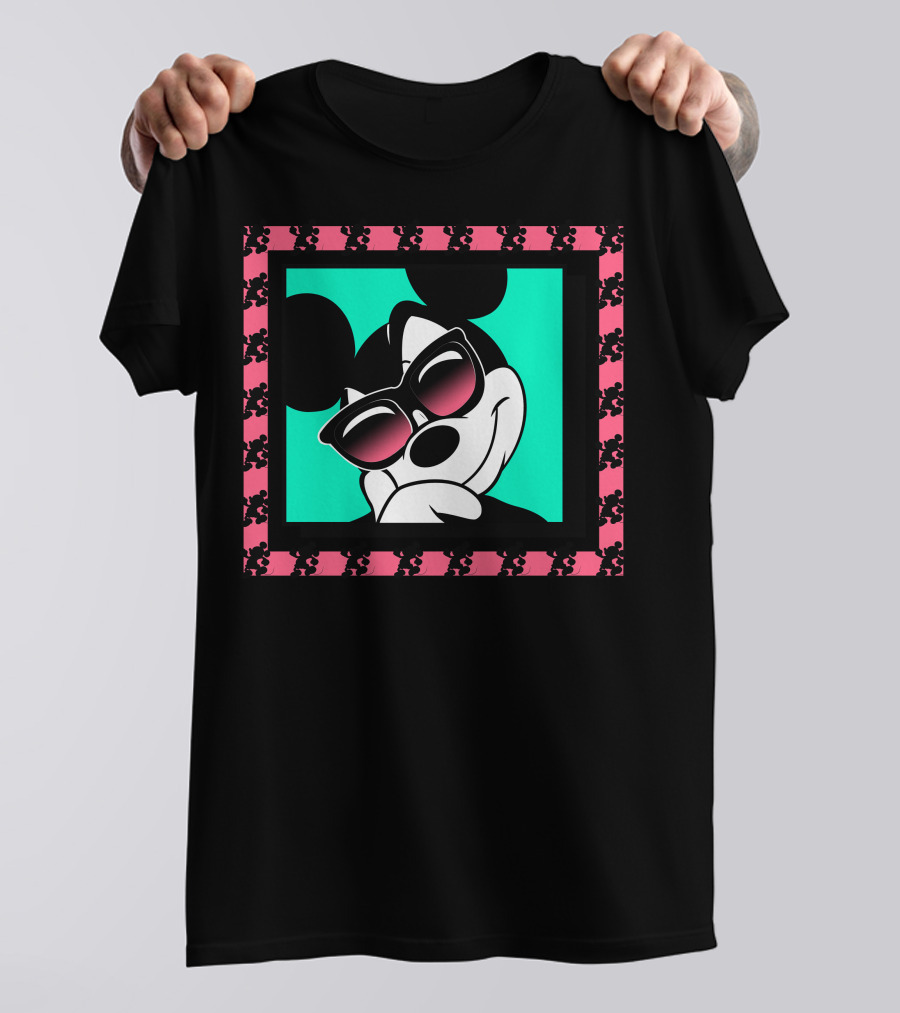 Mickey Mouse Cool Shades Neon Border T-Shirt
