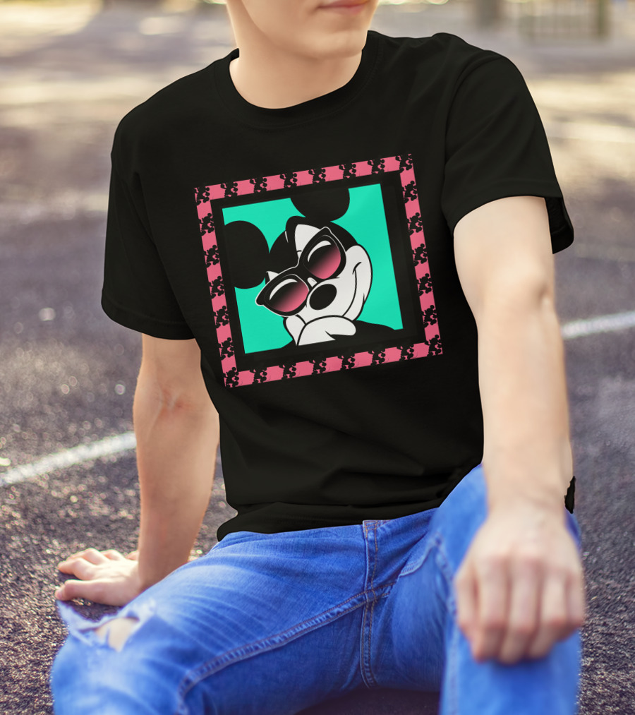 Mickey Mouse Cool Shades Neon Border T-Shirt
