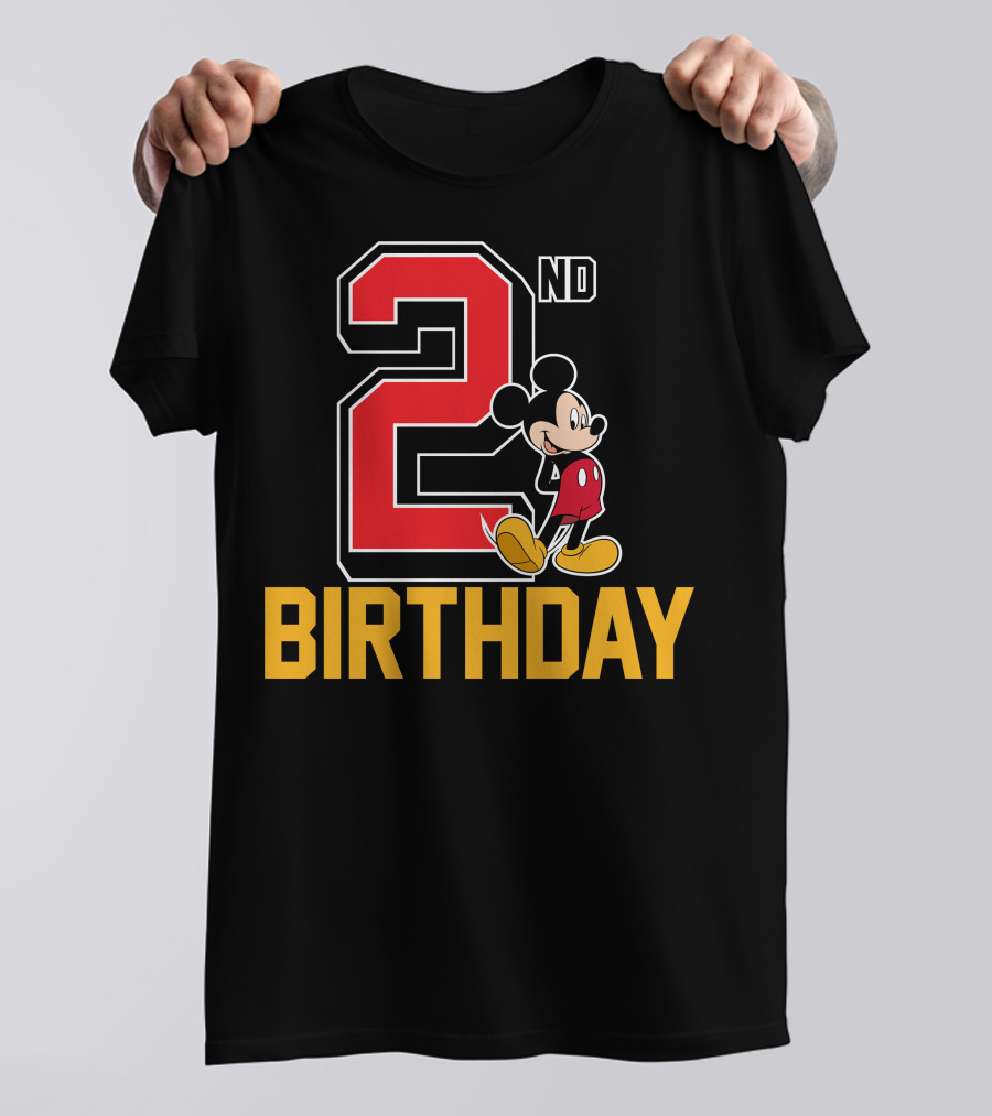 Mickey Mouse 2nd Birthday Celebration With Disney Themes T-Shirt