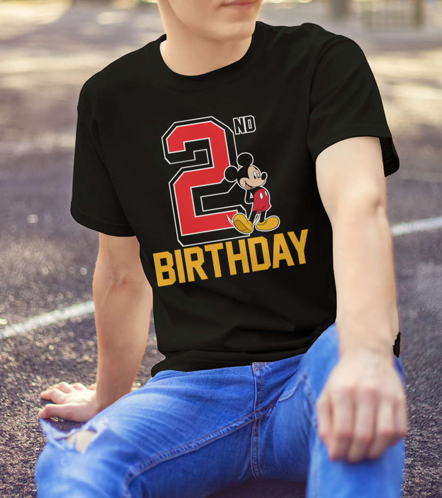 Mickey Mouse 2nd Birthday Celebration With Disney Themes T-Shirt