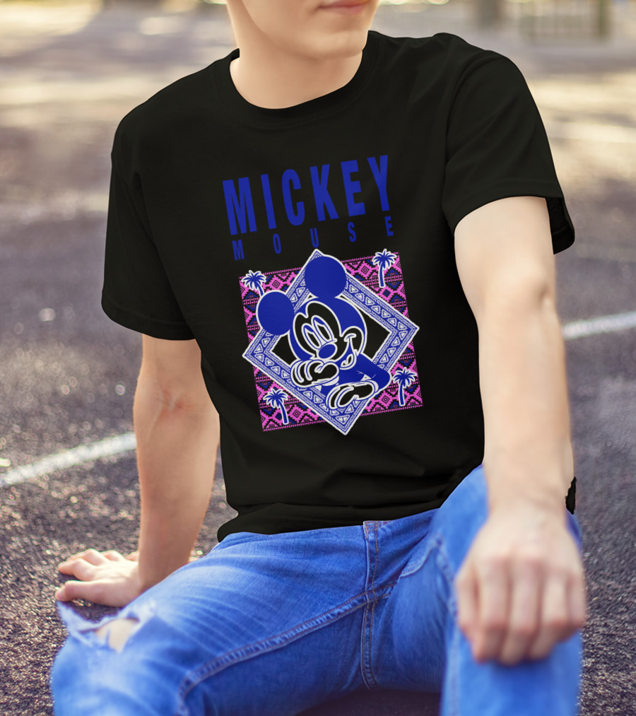 Mickey Mouse Neon Aztec Pattern Palms T-Shirt
