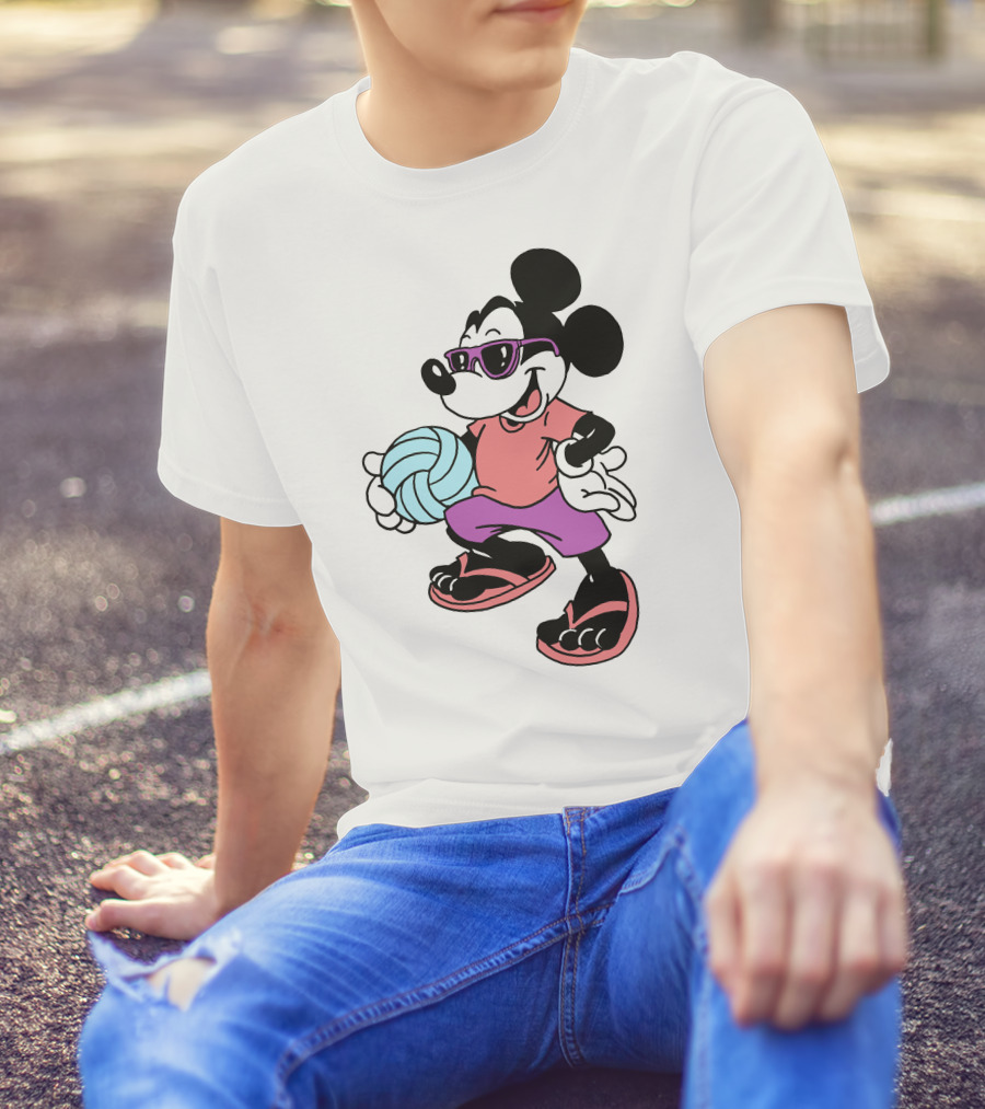 Disney Mickey Mouse Sunglasses Volleyball Playa Vibes T-Shirt