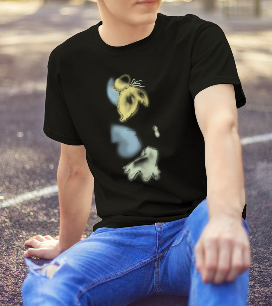 Disney Peter Pan Tinkerbell Black Airbrush Sketch Stars T-Shirt